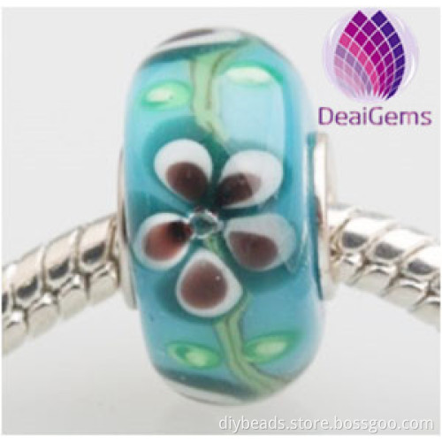 Murano mixed color beautiful lampwork big hole glass beads